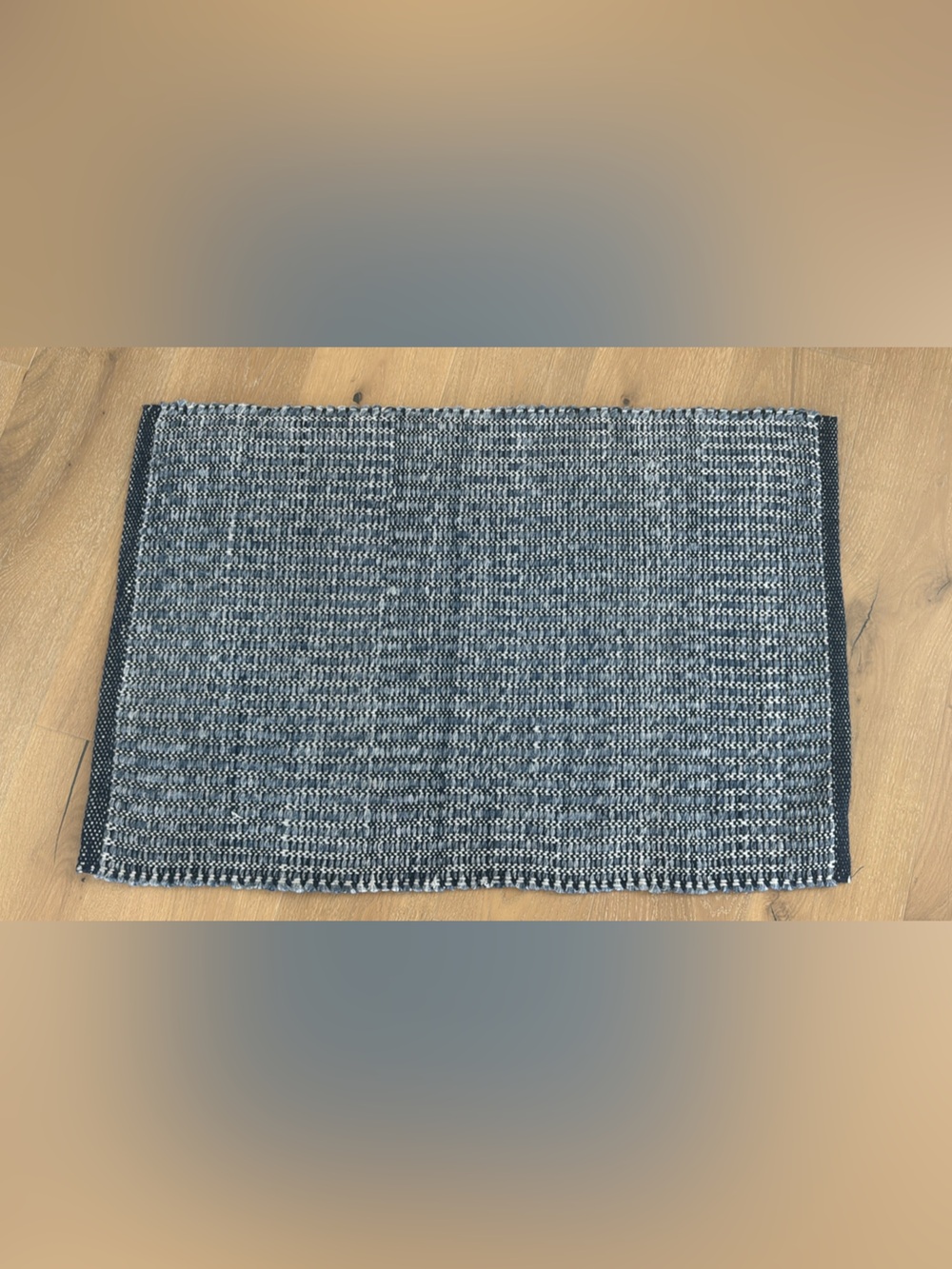 Woven Blue & White Rectangular Rug